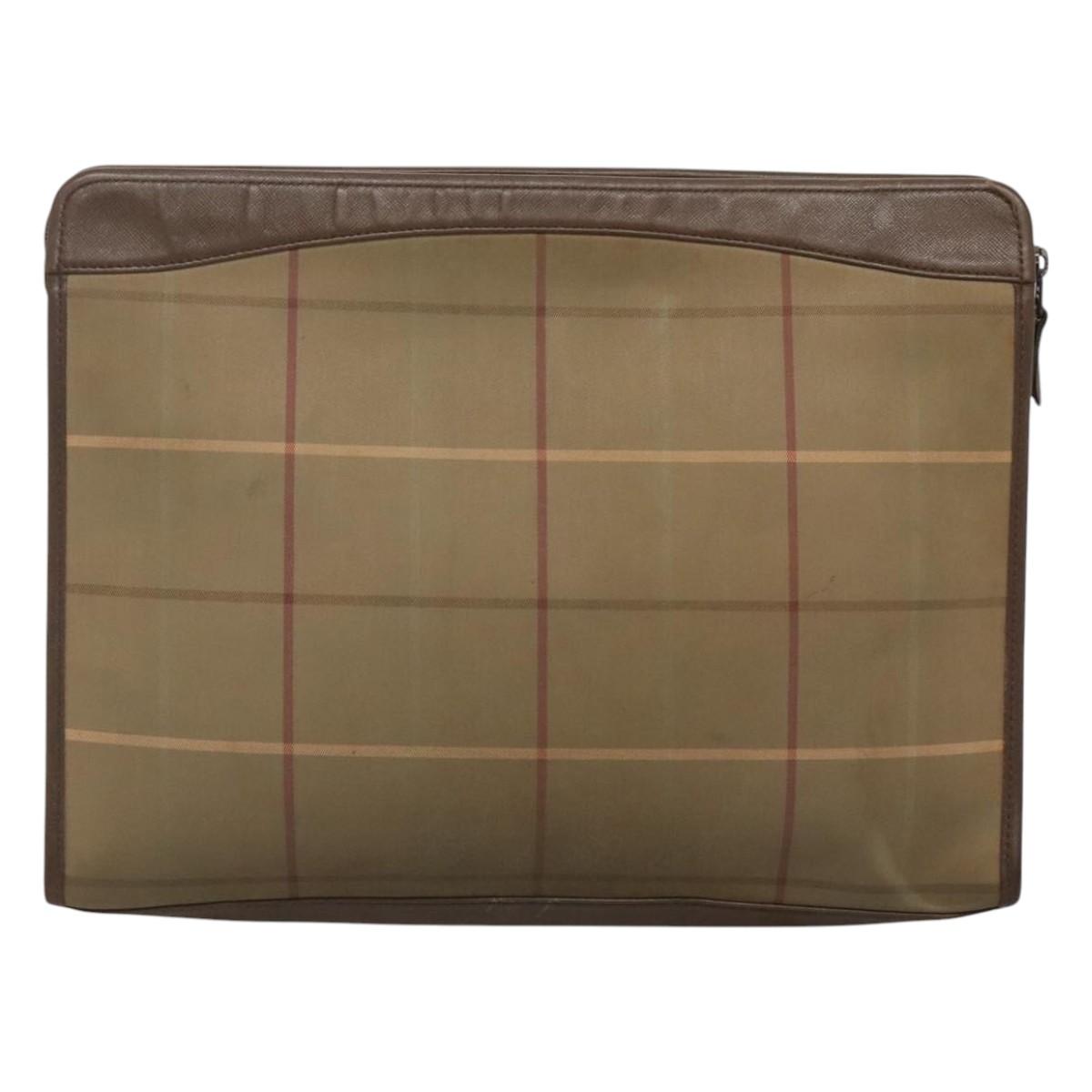 Burberrys Nova Check Clutch Bag Canvas Beige Auth bs24640