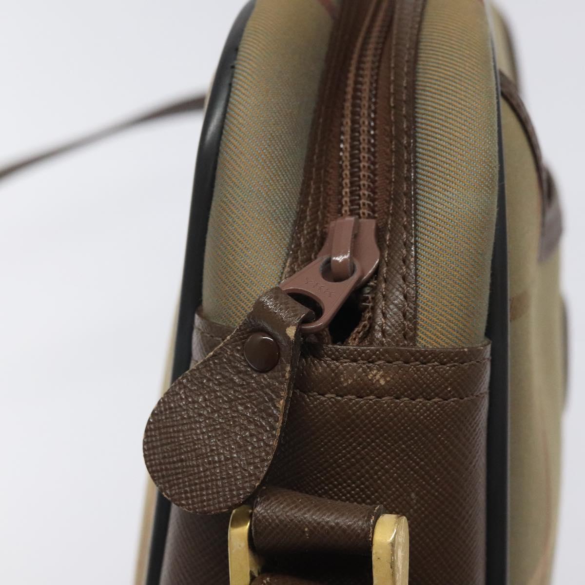Burberrys Nova Check Shoulder Bag Canvas Beige Gold Auth bs24660