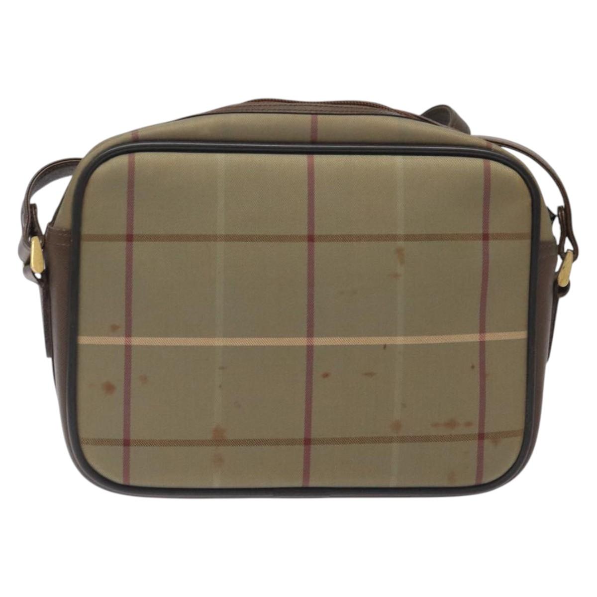 Burberrys Nova Check Shoulder Bag Canvas Beige Gold Auth bs24660