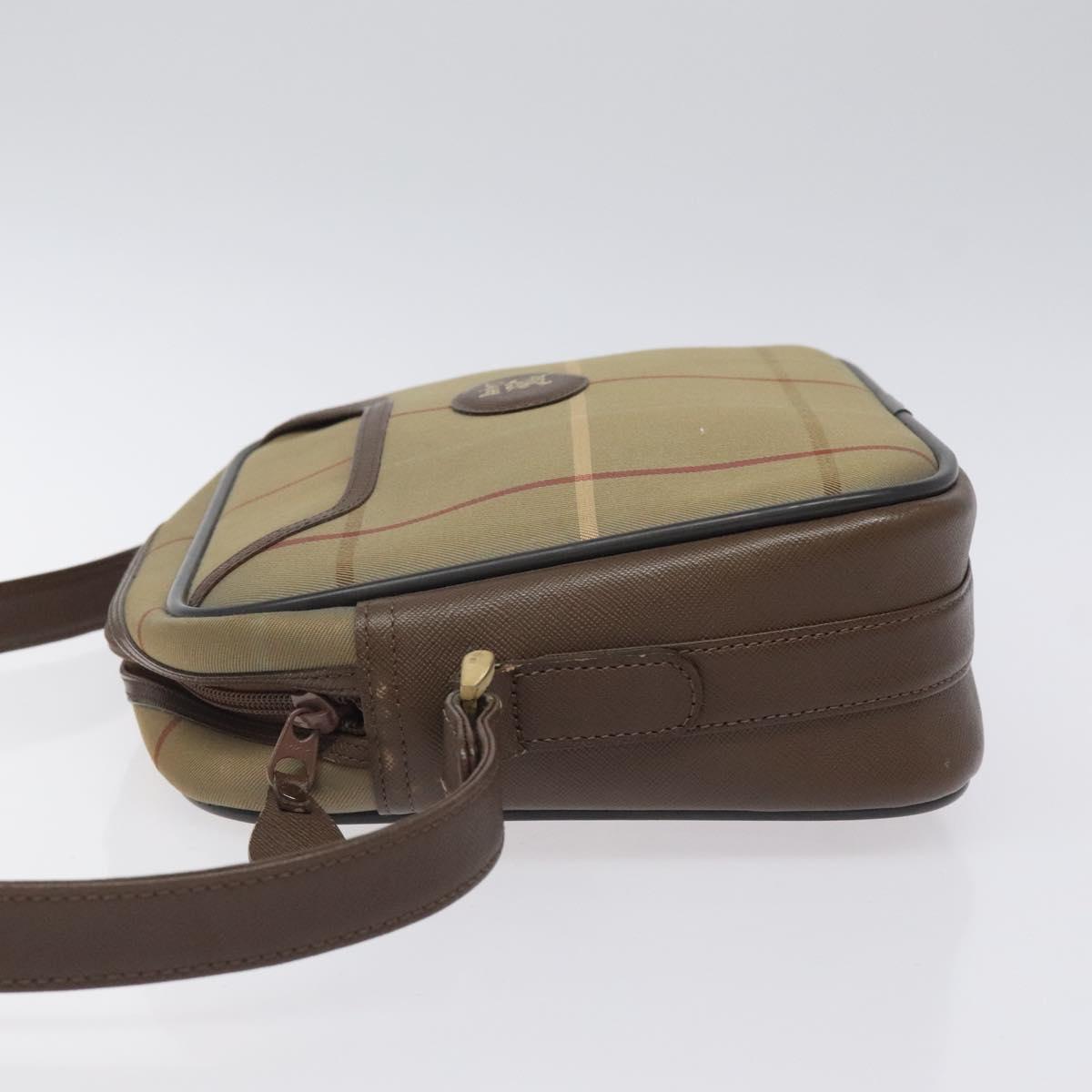 Burberrys Nova Check Shoulder Bag Canvas Beige Gold Auth bs24660