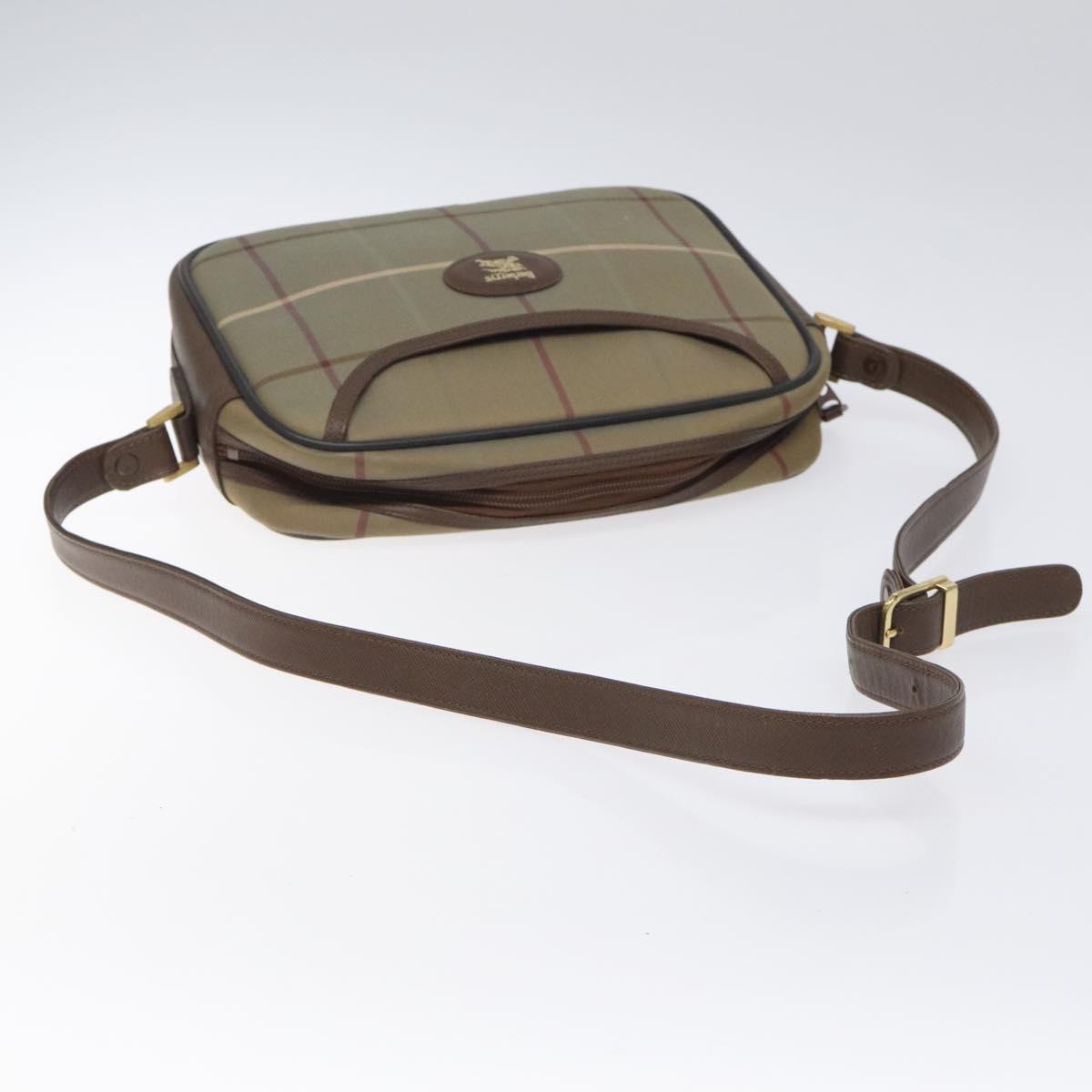 Burberrys Nova Check Shoulder Bag Canvas Beige Gold Auth bs24660