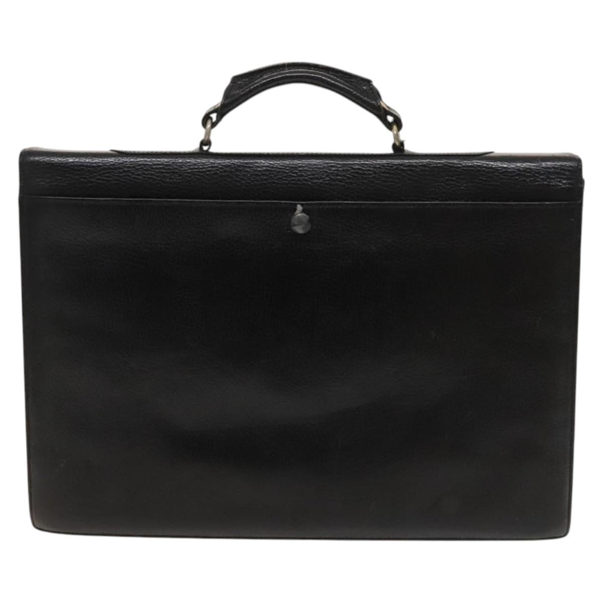 Gianni Versace Business Bag Leather Black Auth bs24674