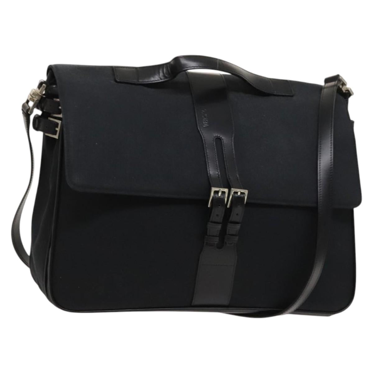 Gianni Versace Hand Bag Canvas 2way Black Silver Auth bs24675