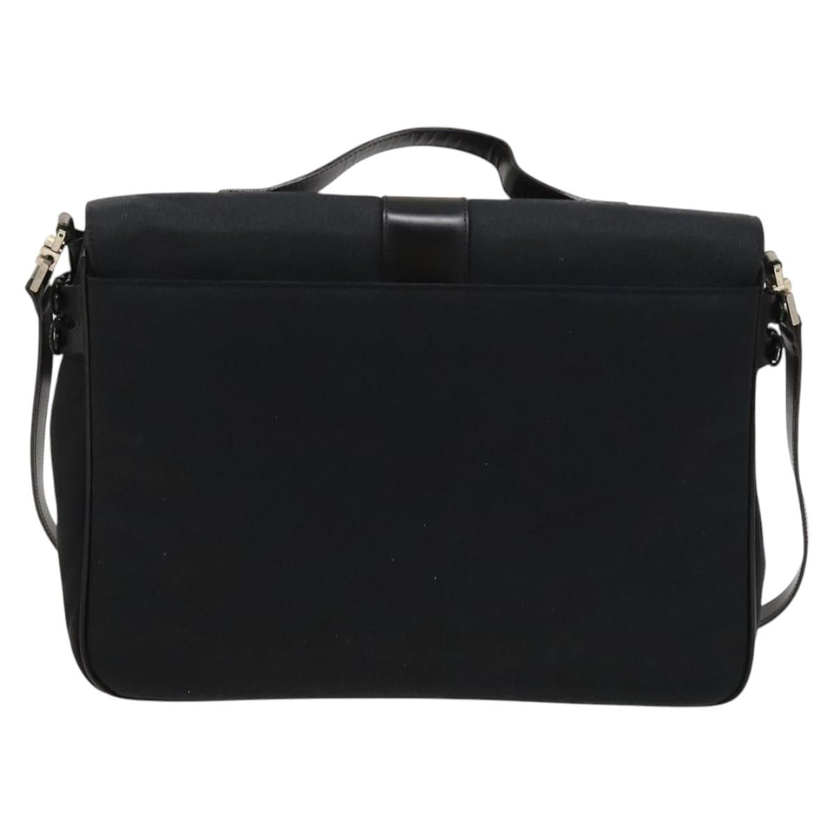 Gianni Versace Hand Bag Canvas 2way Black Silver Auth bs24675