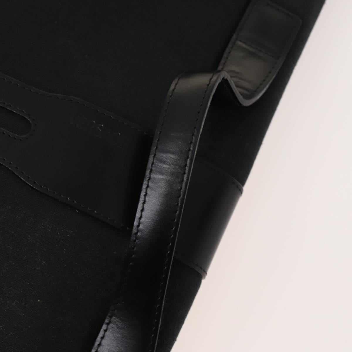 Gianni Versace Hand Bag Canvas 2way Black Silver Auth bs24675
