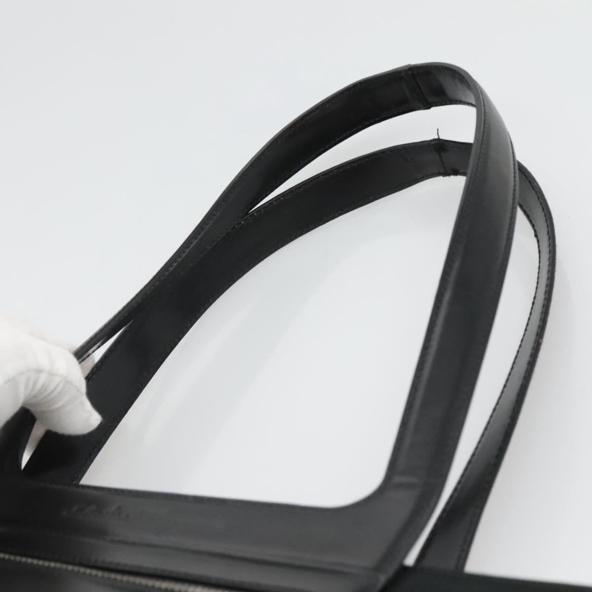 Salvatore Ferragamo Gancini Bag Canvas Leather Black Silver Auth bs24678