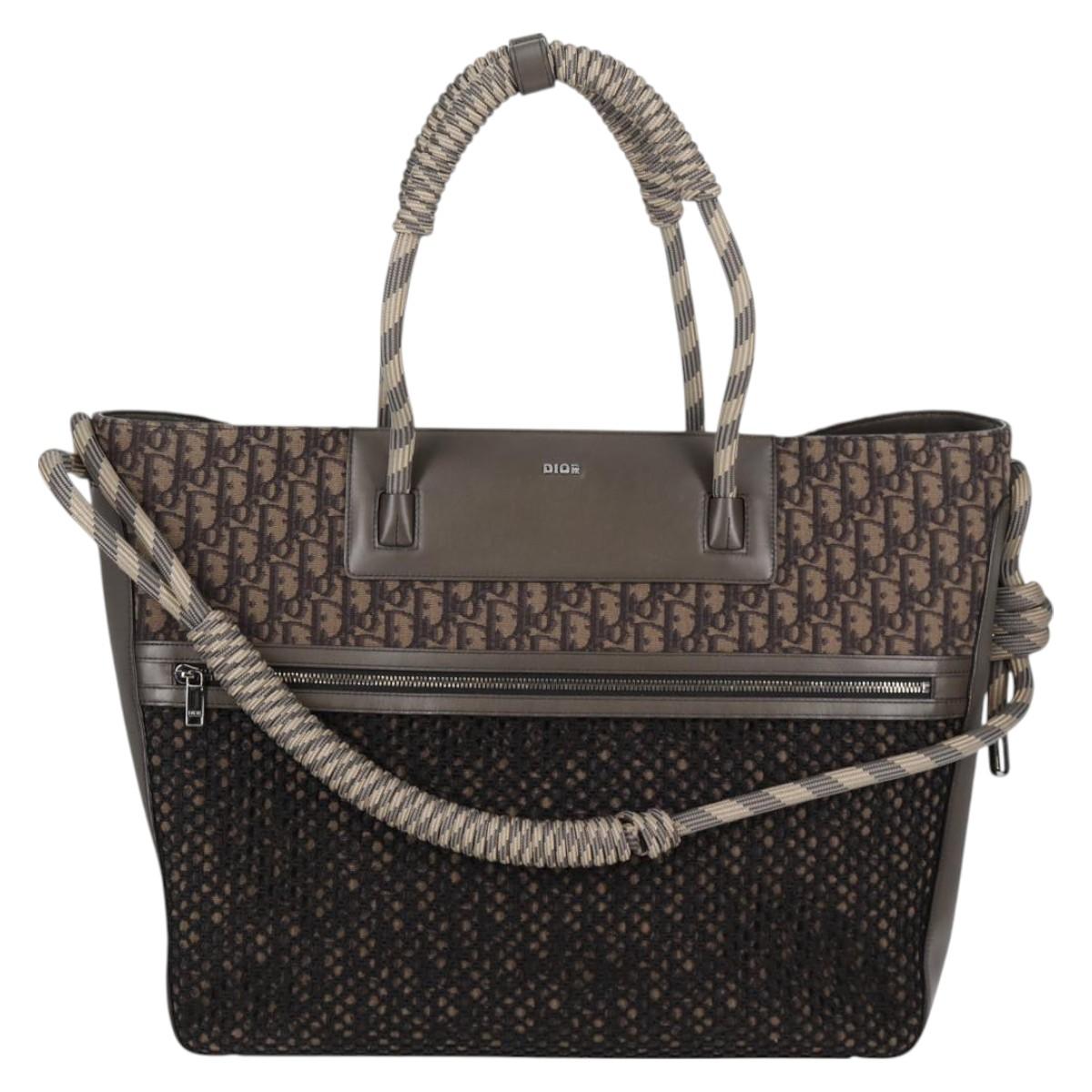 Christian Dior Tote Bag Trotter Canvas Gray Silver Auth bs24696SAM