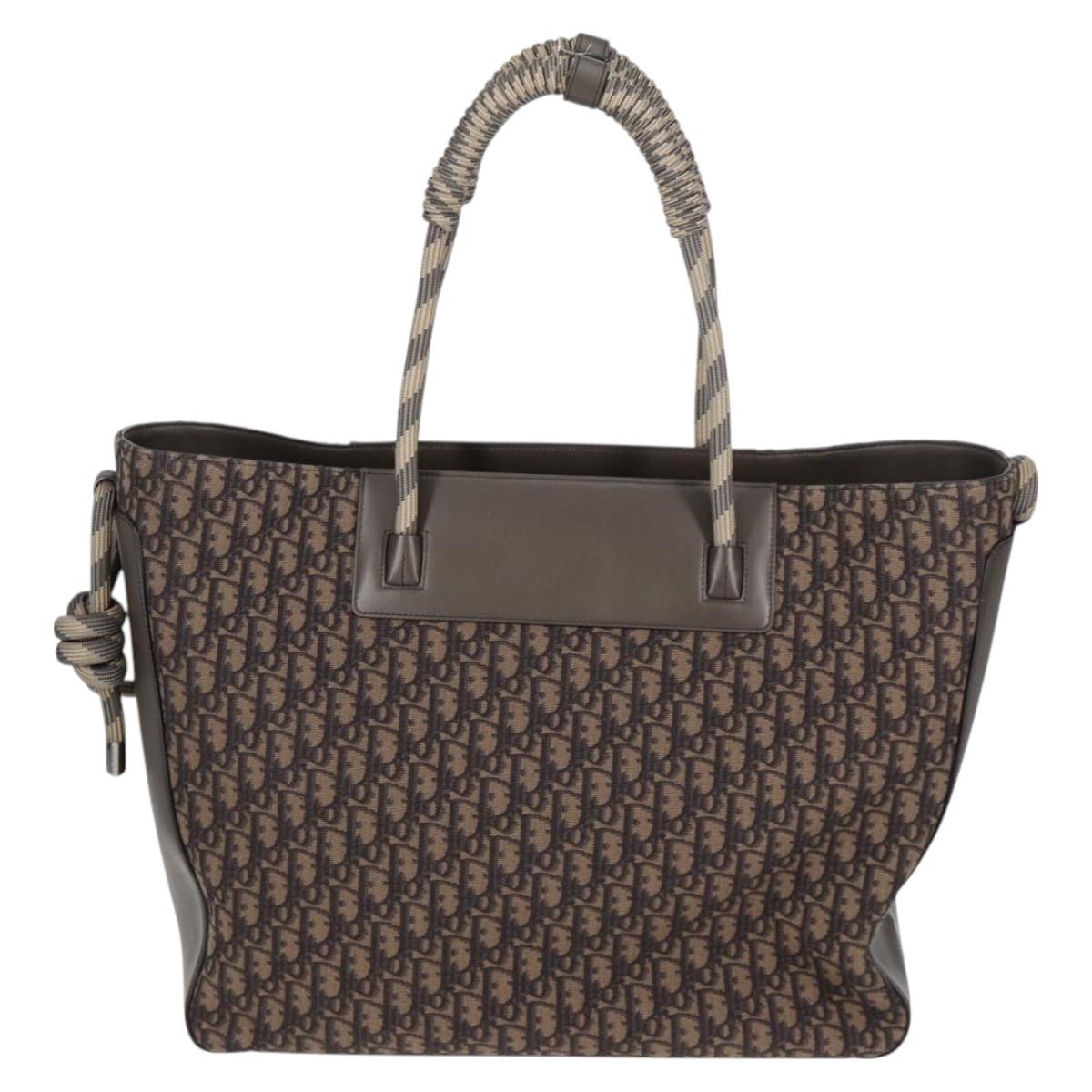 Christian Dior Tote Bag Trotter Canvas Gray Silver Auth bs24696SAM