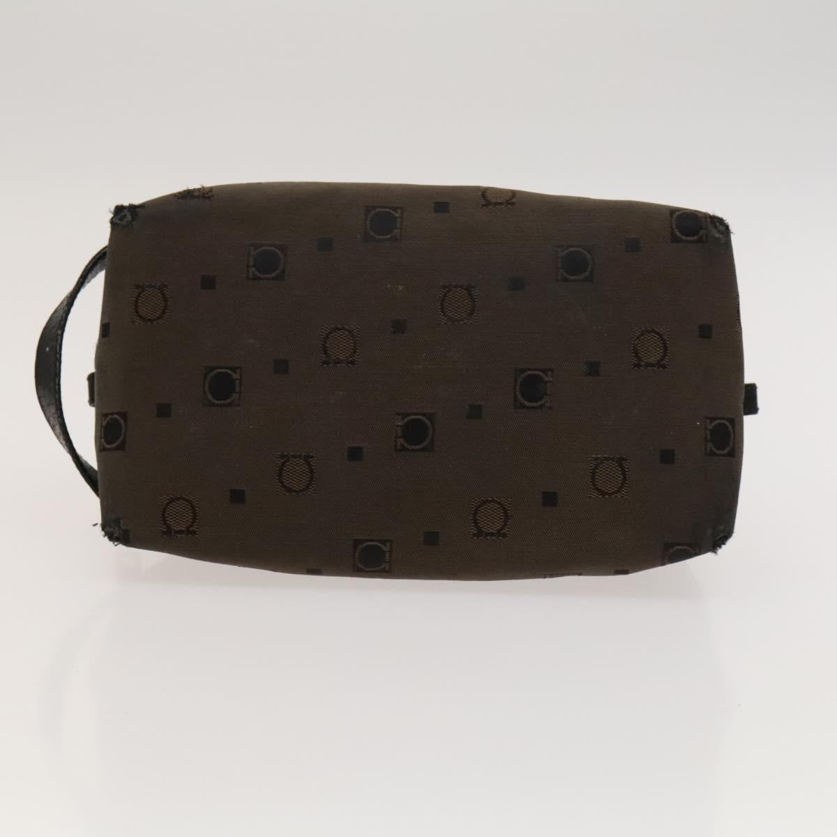 Salvatore Ferragamo Gancini Pouch Leather Canvas 2Set Brown Black Auth bs24710