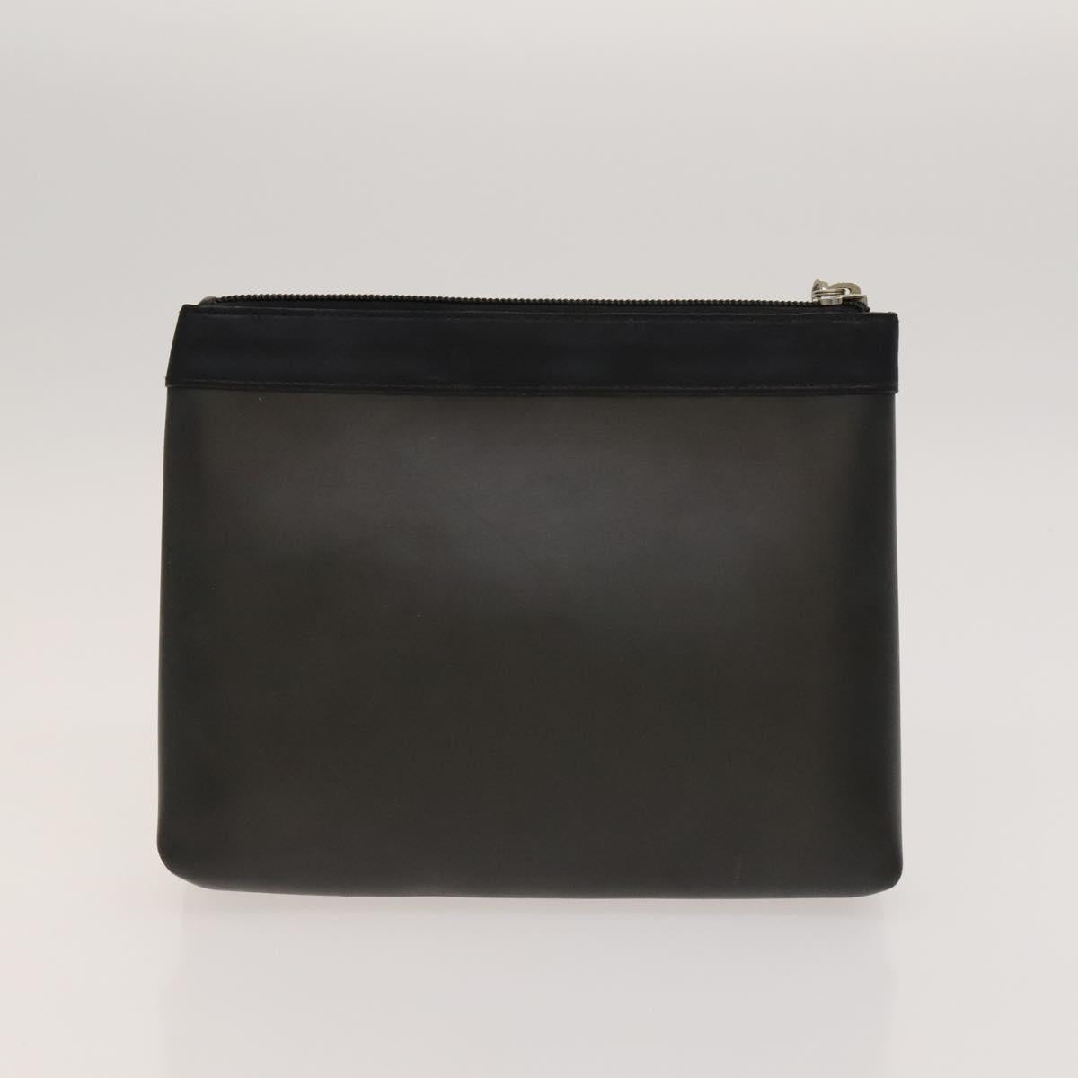 Salvatore Ferragamo Gancini Pouch Leather Canvas 2Set Brown Black Auth bs24710