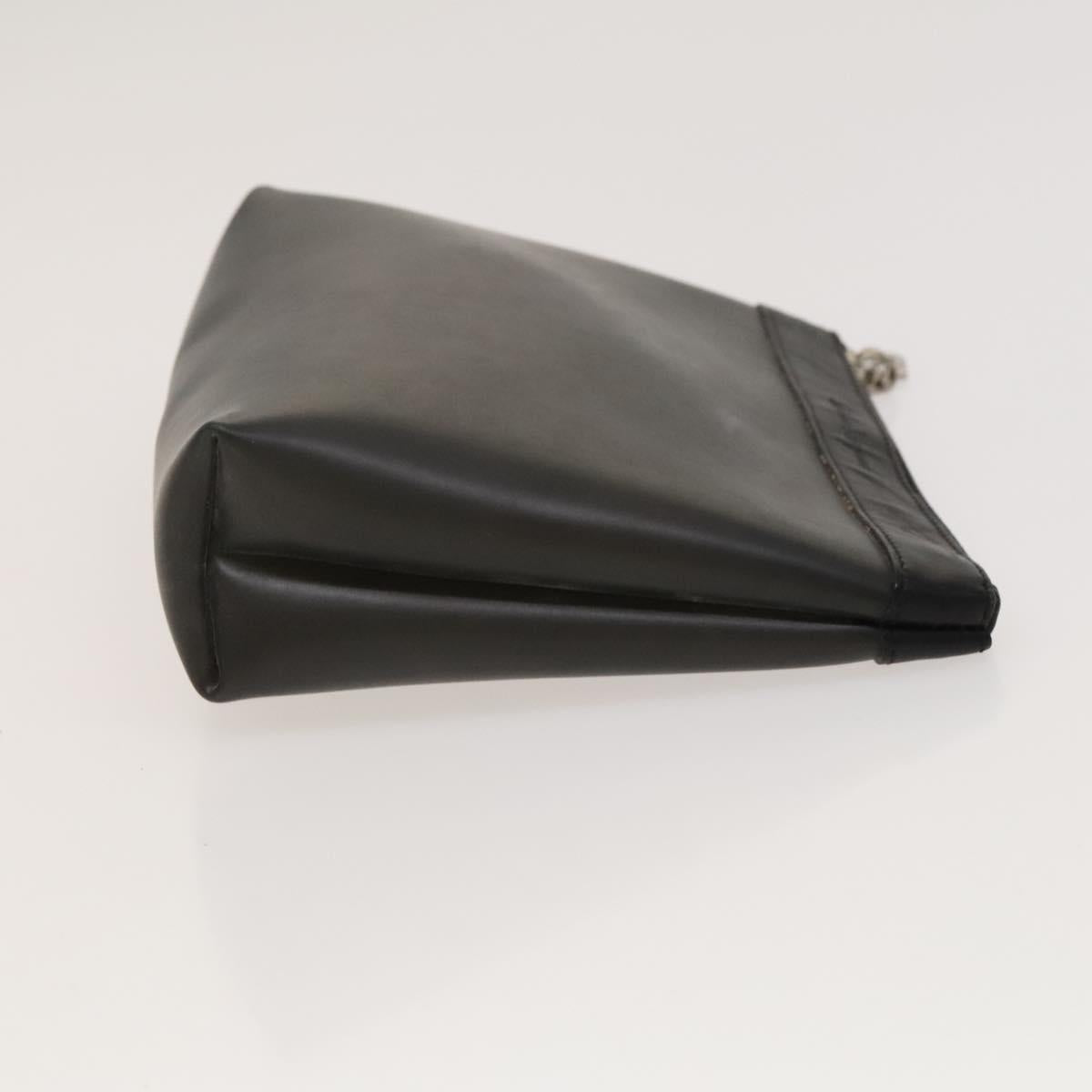 Salvatore Ferragamo Gancini Pouch Leather Canvas 2Set Brown Black Auth bs24710