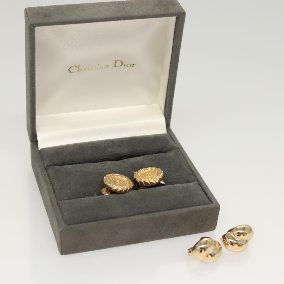 Christian Dior Earring metal 2Set Gold Auth bs24734