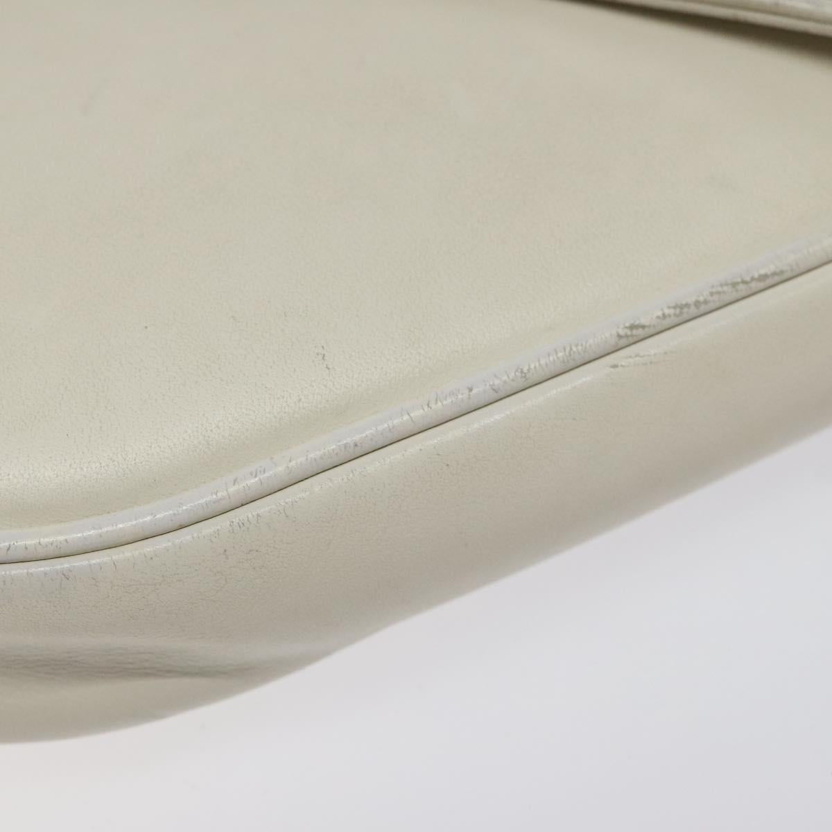 CELINE Triangle bag Shoulder Bag Leather White Auth bs24743