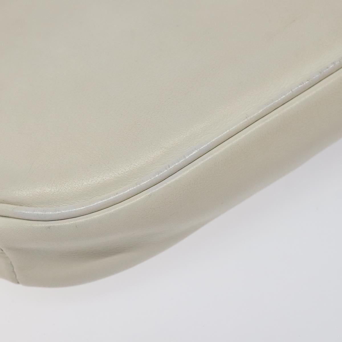 CELINE Triangle bag Shoulder Bag Leather White Auth bs24743