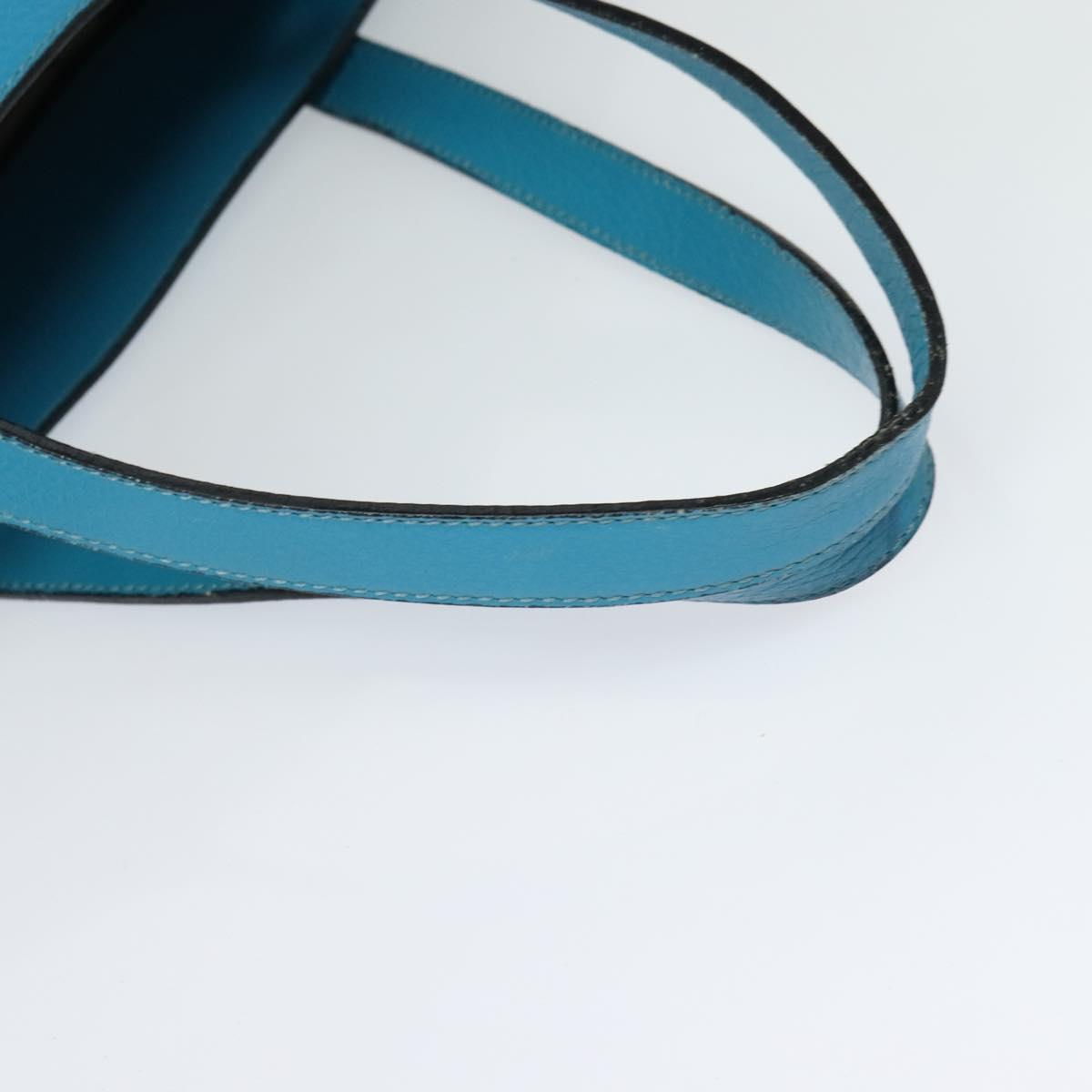 BURBERRY Tote Bag Leather Blue Silver Auth bs24752