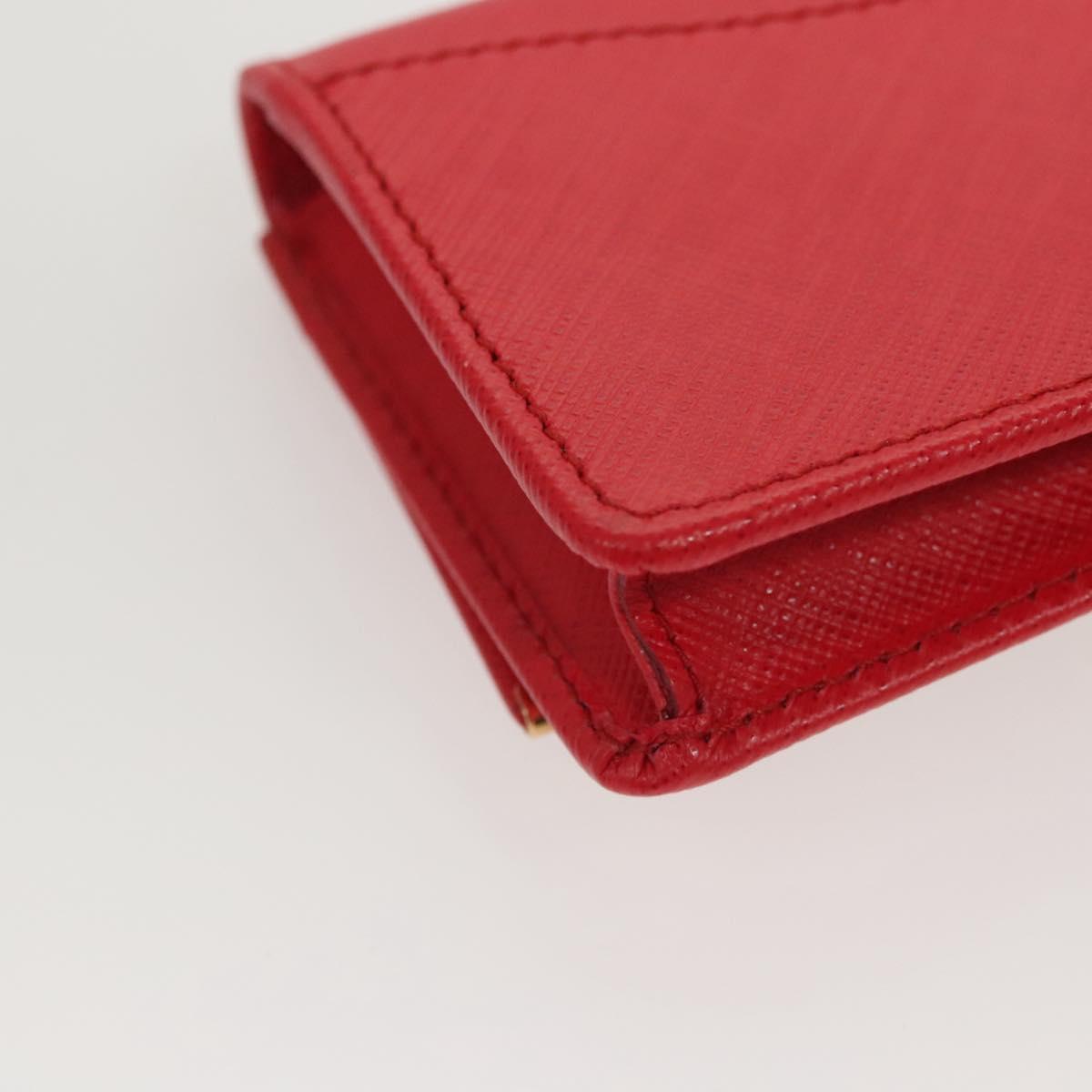 Salvatore Ferragamo Gancini Card Case Leather Red Gold Auth bs24757