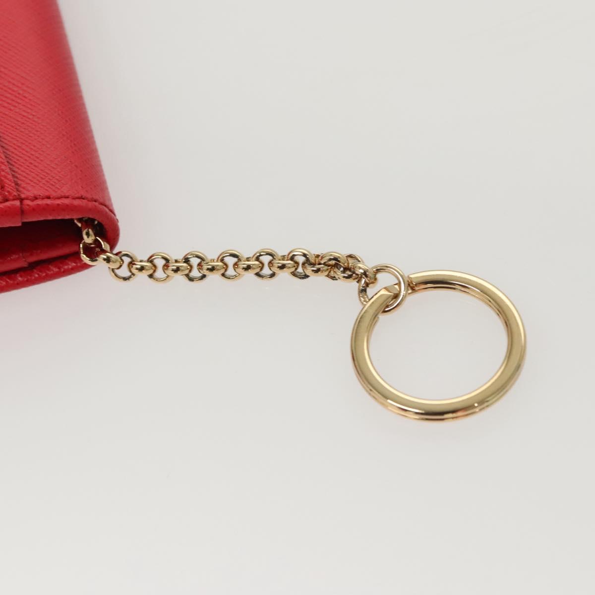 Salvatore Ferragamo Gancini Card Case Leather Red Gold Auth bs24757