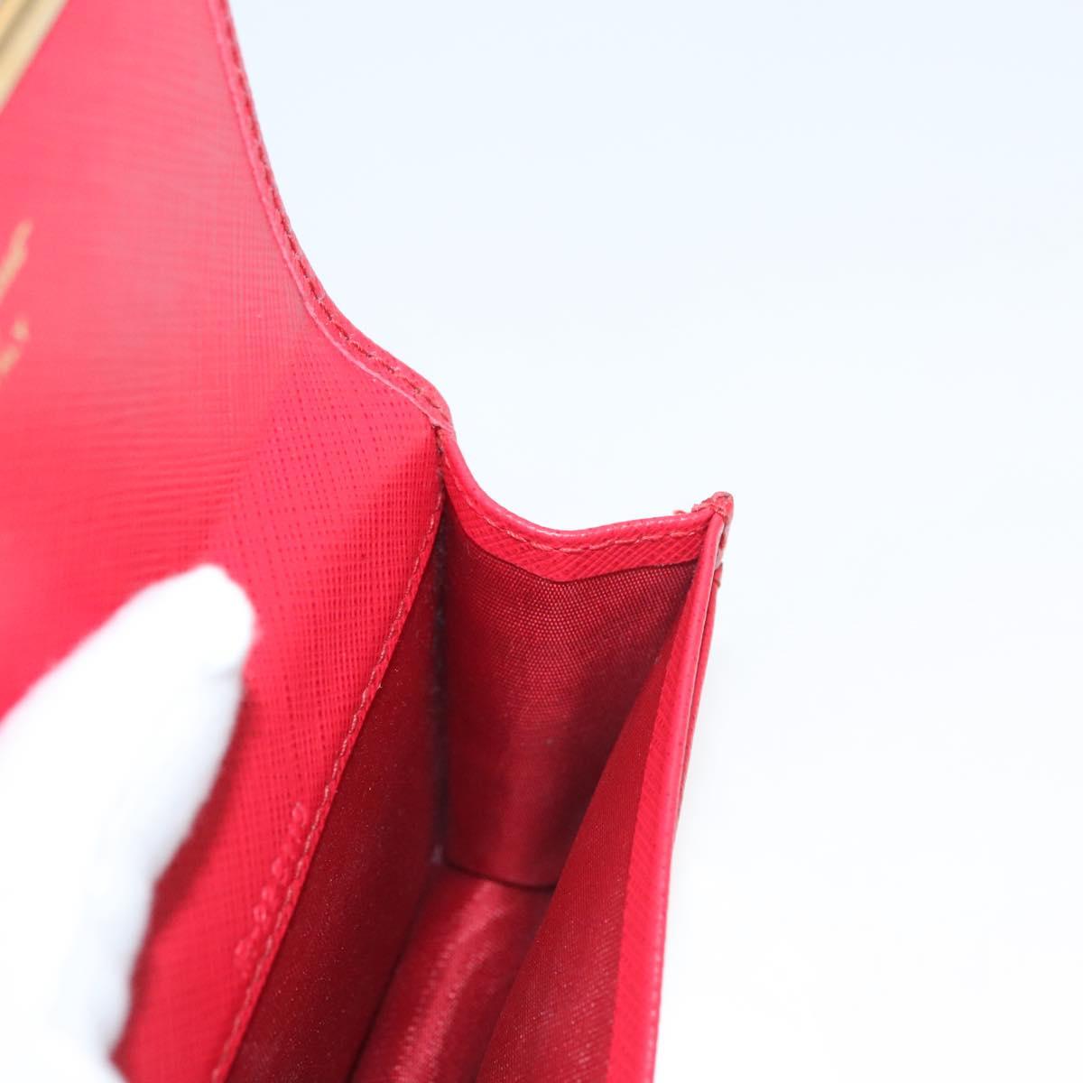 Salvatore Ferragamo Gancini Card Case Leather Red Gold Auth bs24757