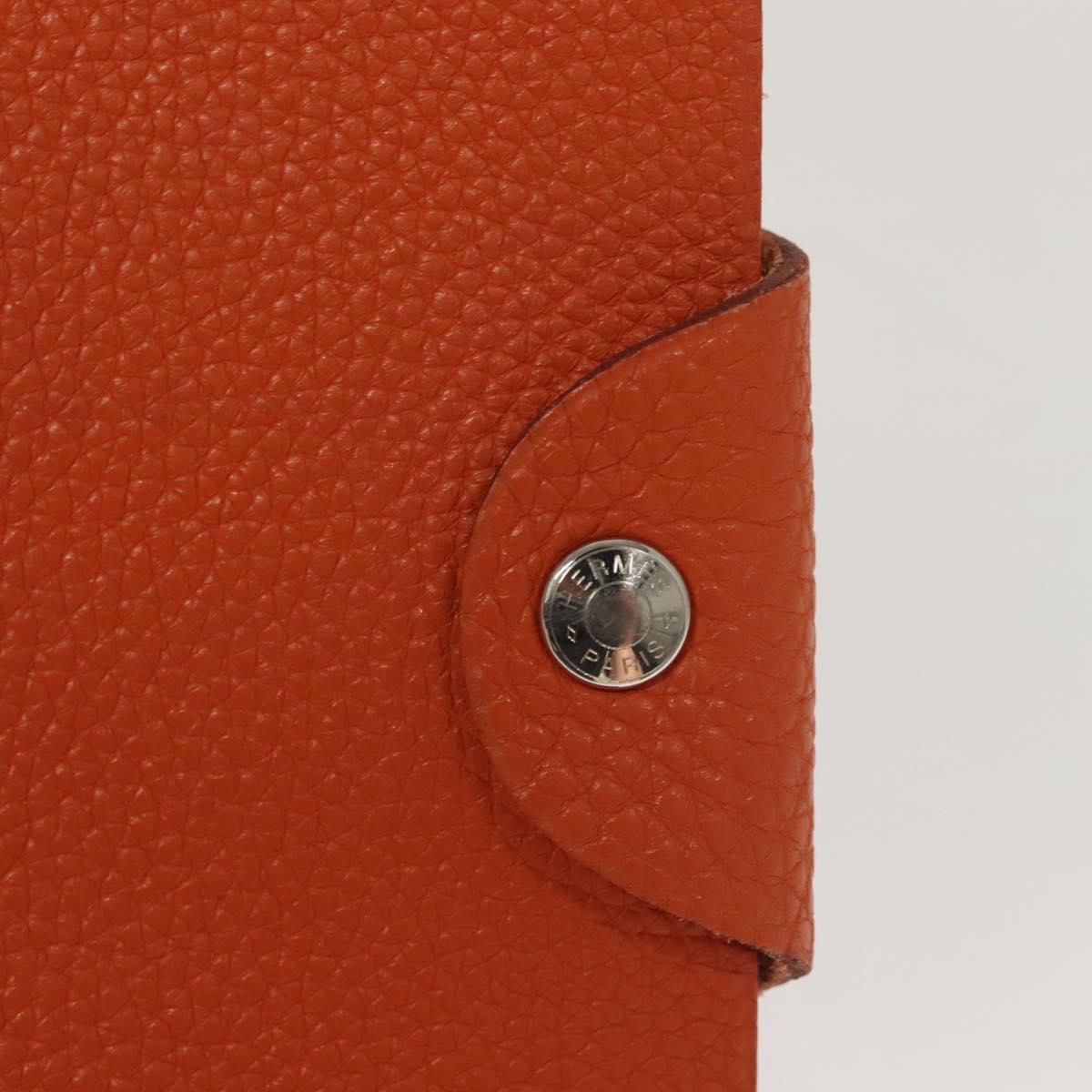 HERMES Yuris MM Note Cover Leather Orange Auth bs24760