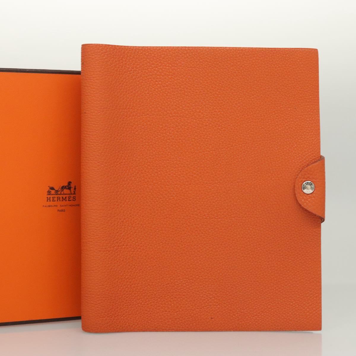 HERMES Yuris MM Note Cover Leather Orange Auth bs24760