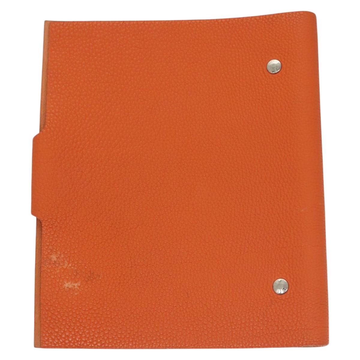 HERMES Yuris MM Note Cover Leather Orange Auth bs24760