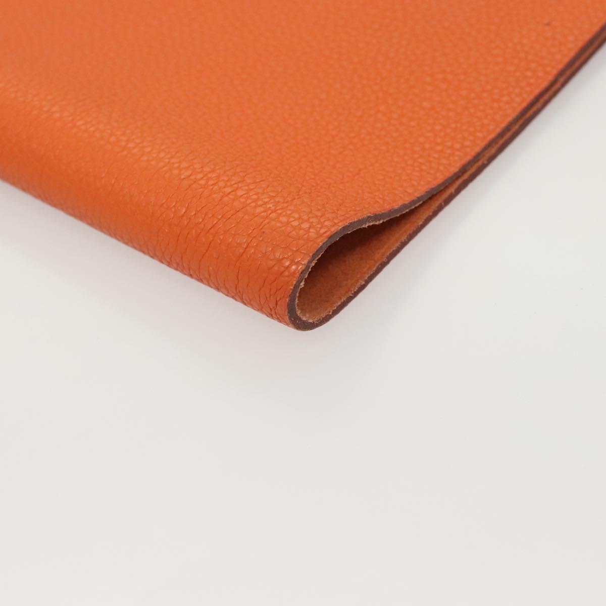 HERMES Yuris MM Note Cover Leather Orange Auth bs24760