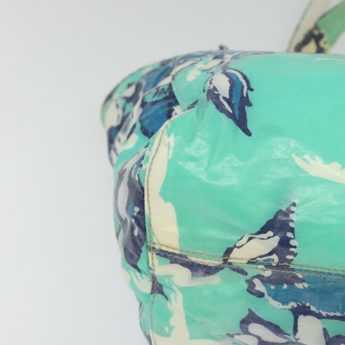 CHANEL Tote Bag Nylon Green Silver CC Auth bs24762