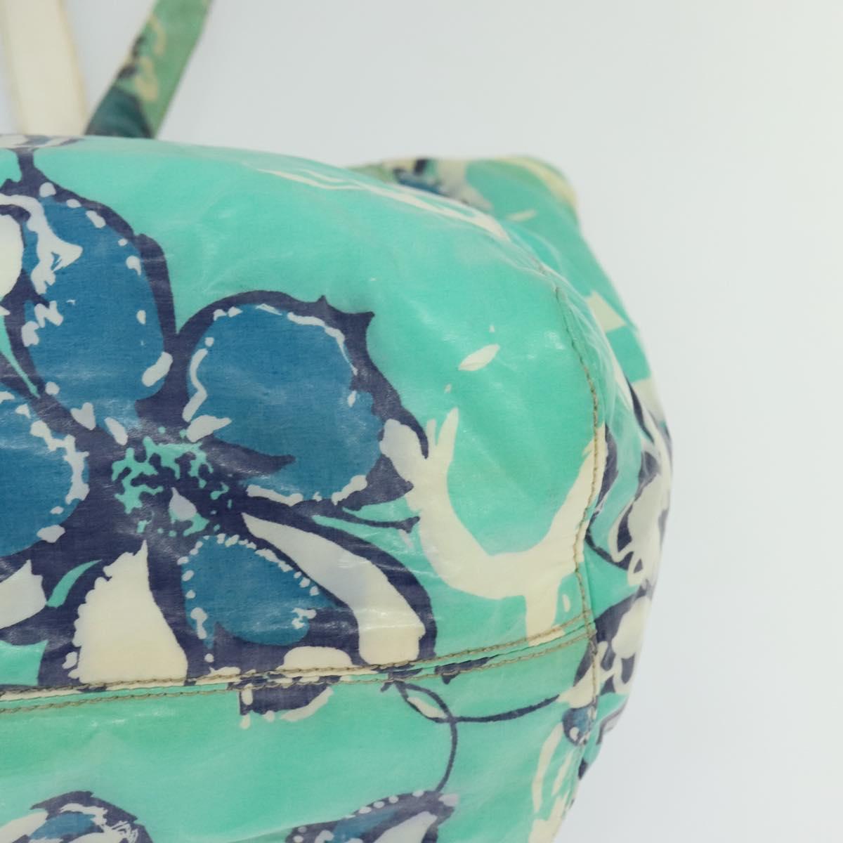 CHANEL Tote Bag Nylon Green Silver CC Auth bs24762