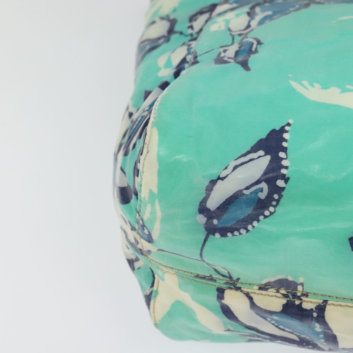 CHANEL Tote Bag Nylon Green Silver CC Auth bs24762