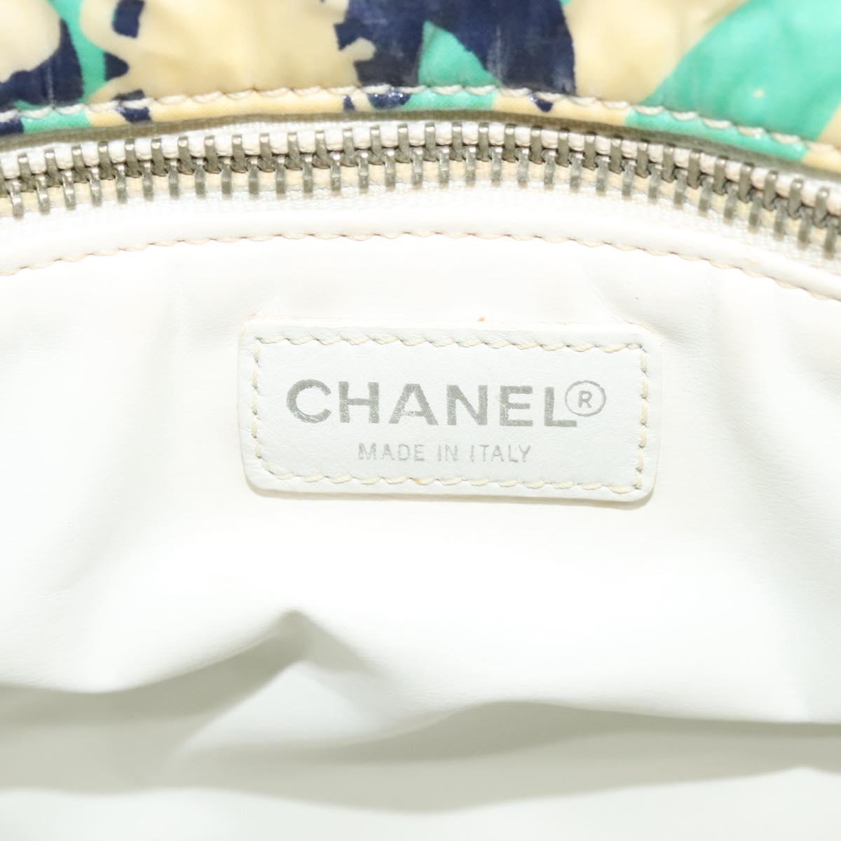 CHANEL Tote Bag Nylon Green Silver CC Auth bs24762