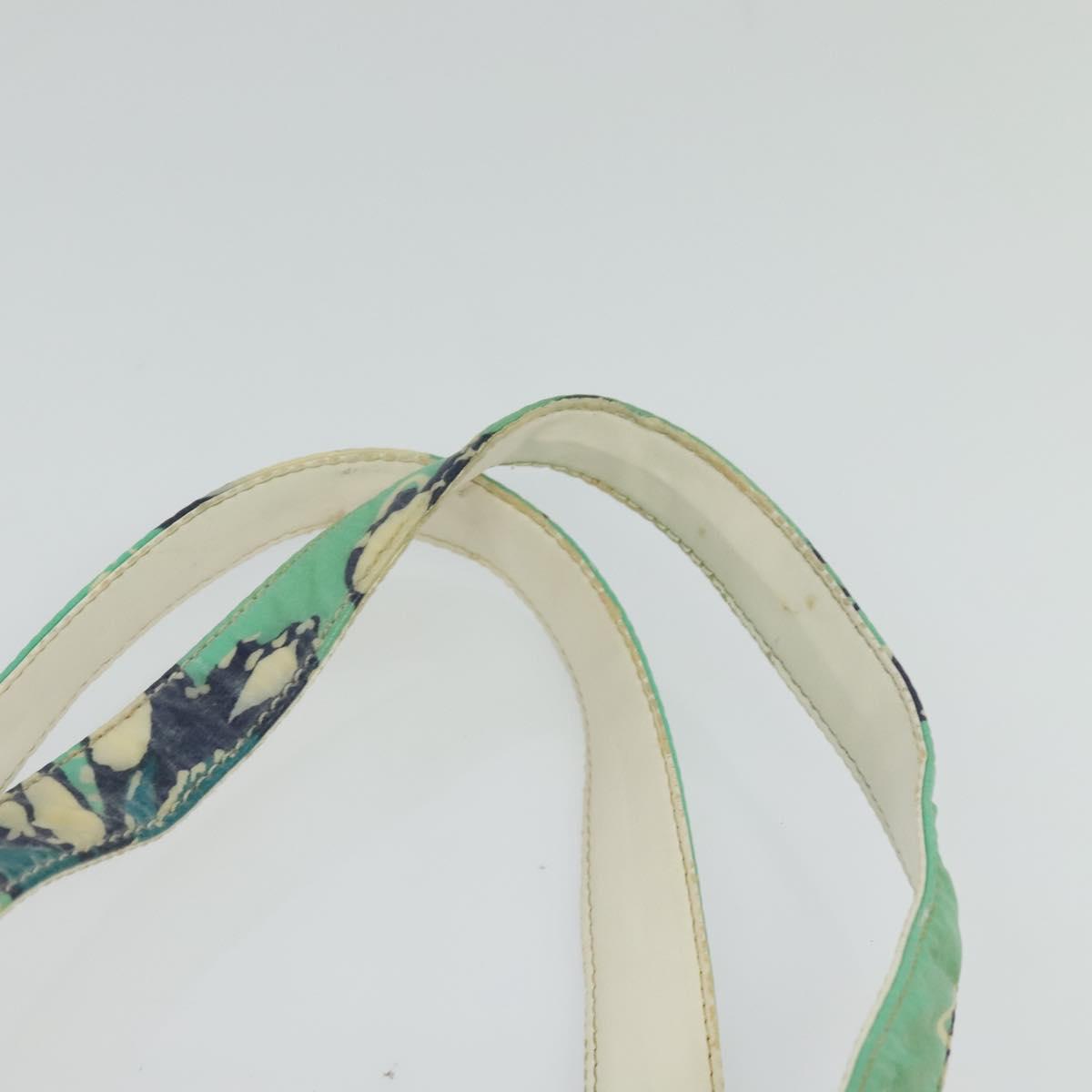 CHANEL Tote Bag Nylon Green Silver CC Auth bs24762