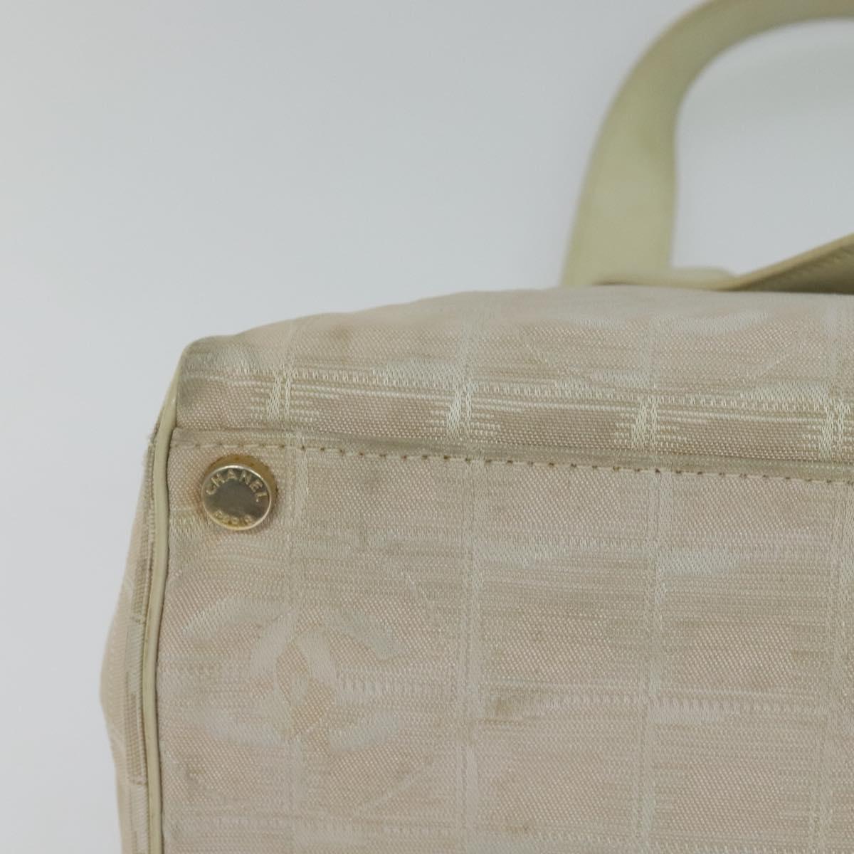 CHANEL New Travel Line Hand Bag Nylon Beige CC Auth bs24763