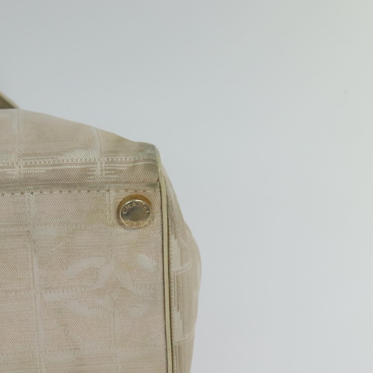 CHANEL New Travel Line Hand Bag Nylon Beige CC Auth bs24763