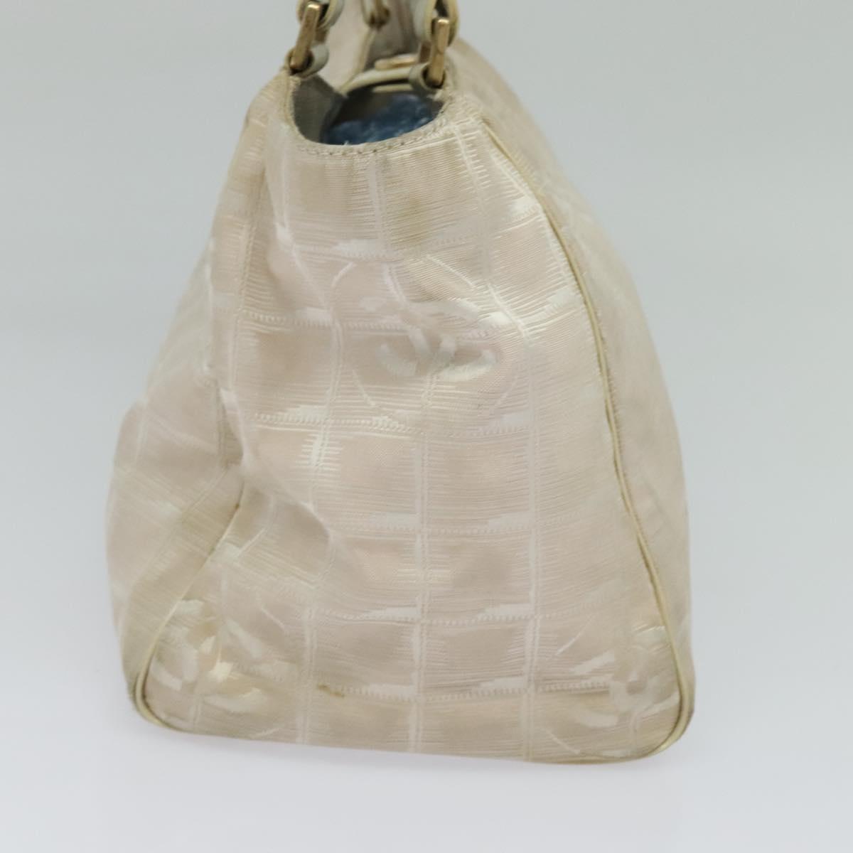 CHANEL New Travel Line Hand Bag Nylon Beige CC Auth bs24763