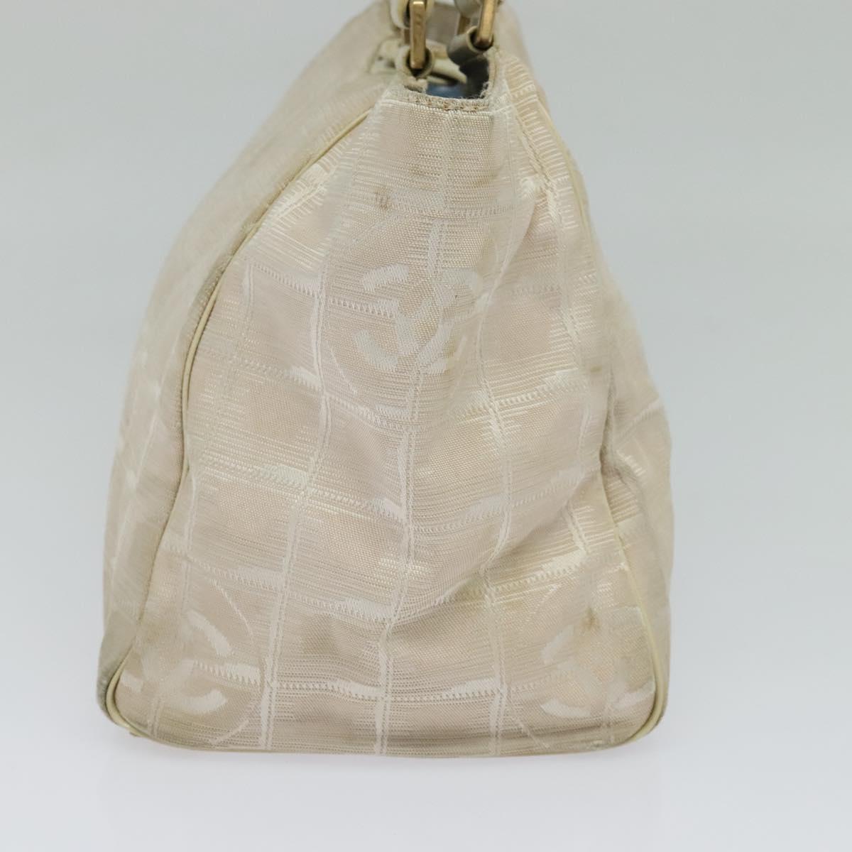 CHANEL New Travel Line Hand Bag Nylon Beige CC Auth bs24763