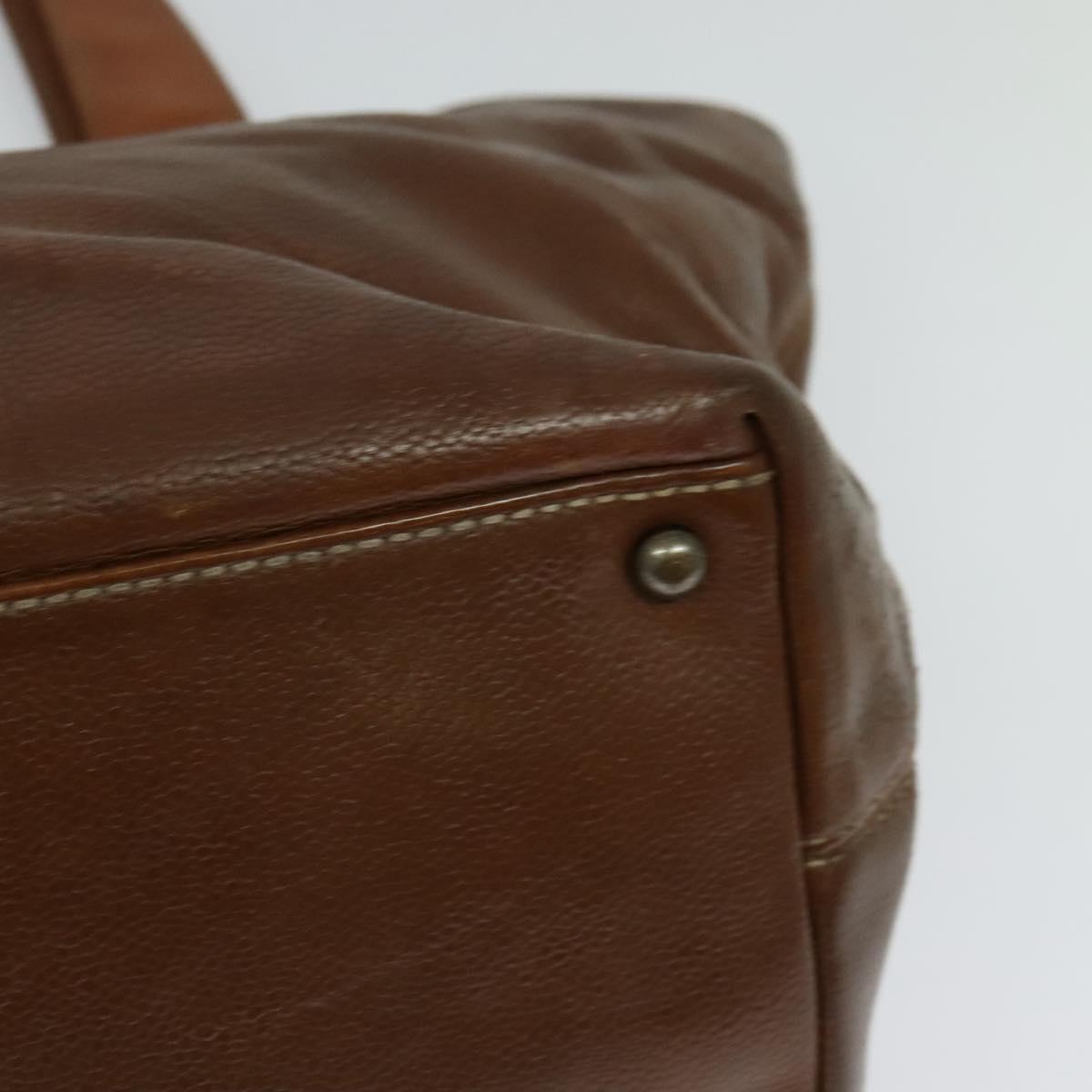 CHANEL Calf Skin Tote Bag Brown CC Auth bs24764