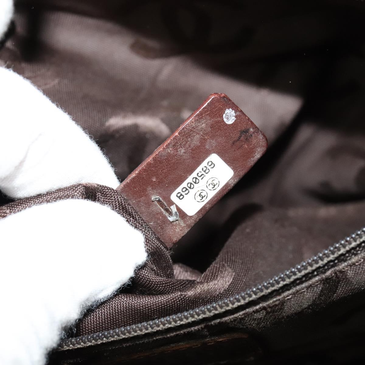 CHANEL Calf Skin Tote Bag Brown CC Auth bs24764