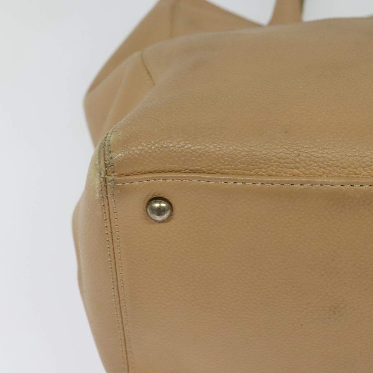 CHANEL Tote Bag Caviar Skin Beige Gold CC Auth bs24765