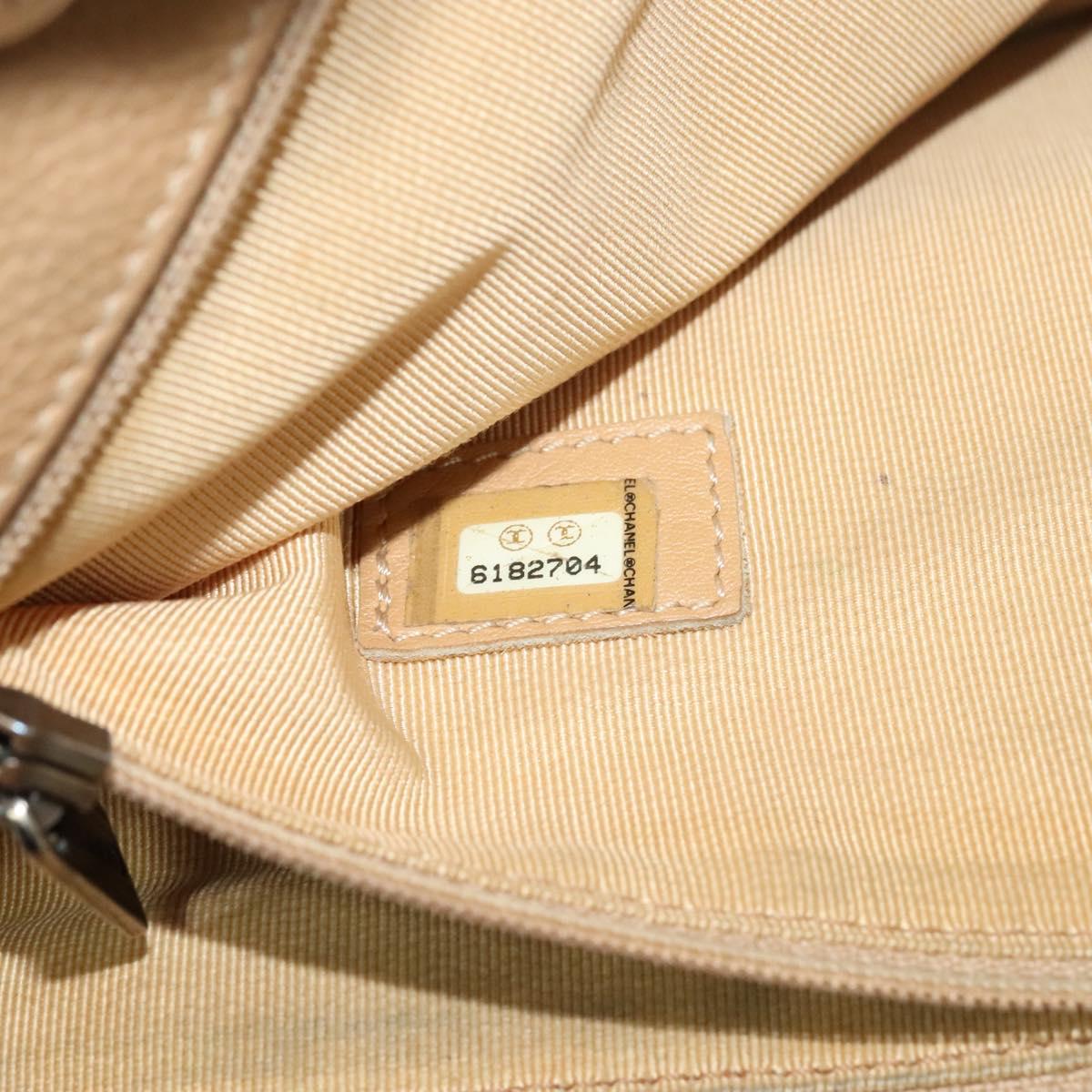 CHANEL Tote Bag Caviar Skin Beige Gold CC Auth bs24765