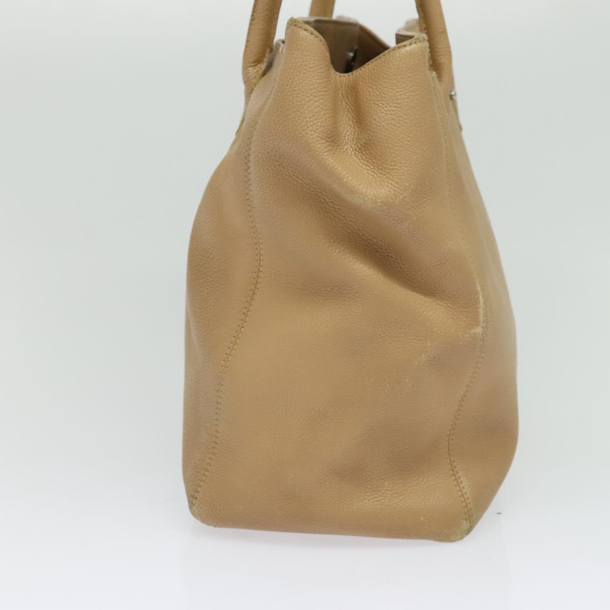 CHANEL Tote Bag Caviar Skin Beige Gold CC Auth bs24765