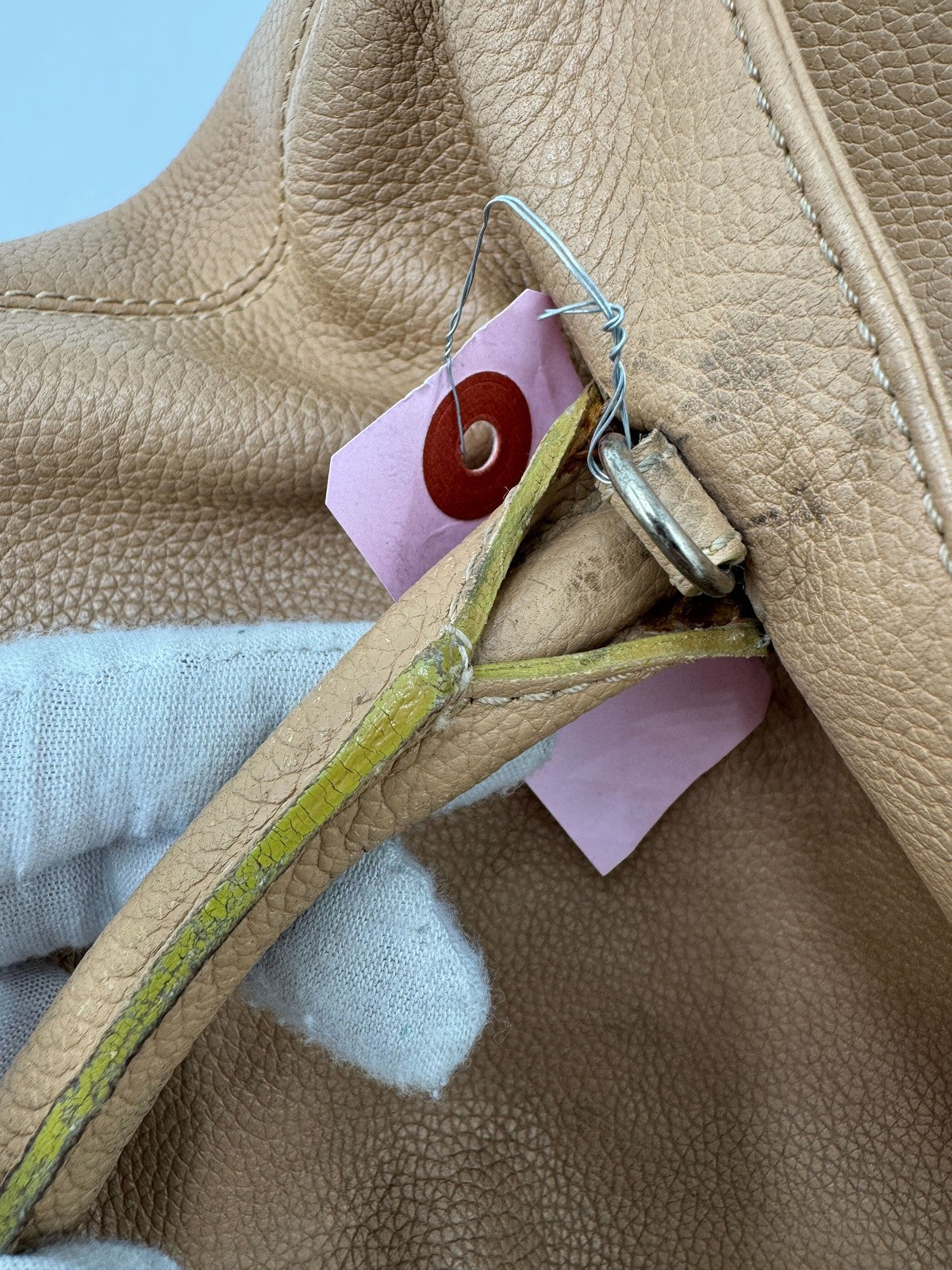 CHANEL Tote Bag Caviar Skin Beige Gold CC Auth bs24765