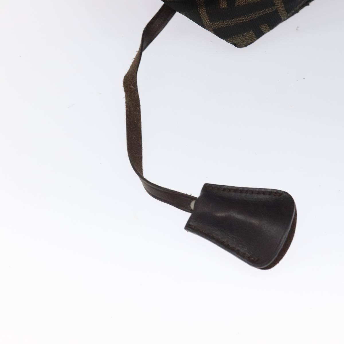 FENDI Zucca Canvas Hand Bag Brown Black Auth bs24769