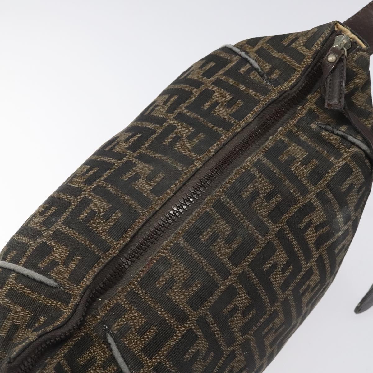 FENDI Zucca Canvas Hand Bag Brown Black Auth bs24769