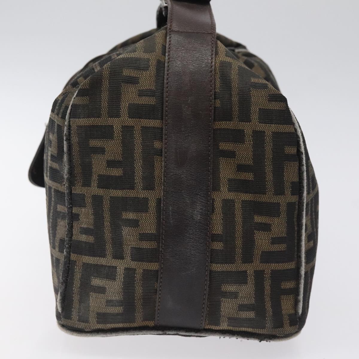 FENDI Zucca Canvas Hand Bag Brown Black Auth bs24769