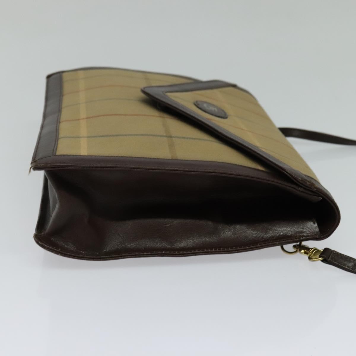 Burberrys Nova Check Shoulder Bag Canvas Beige Gold Auth bs24776