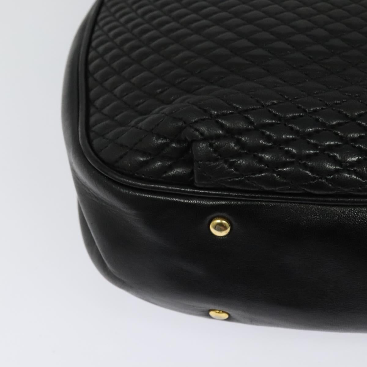 BALLY Chain Shoulder Bag Leather Black Gold Auth bs24787