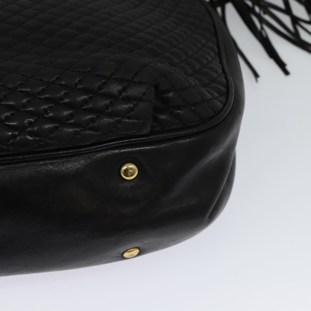 BALLY Chain Shoulder Bag Leather Black Gold Auth bs24787