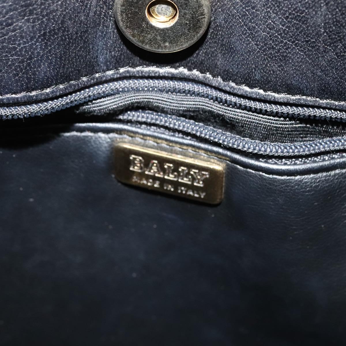 BALLY Chain Shoulder Bag Leather Black Gold Auth bs24787