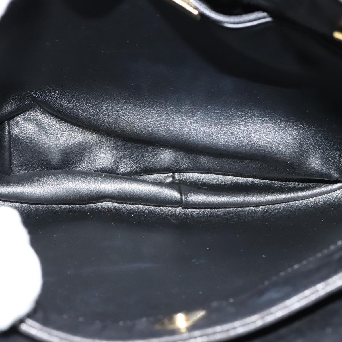 BALLY Chain Shoulder Bag Leather Black Gold Auth bs24787