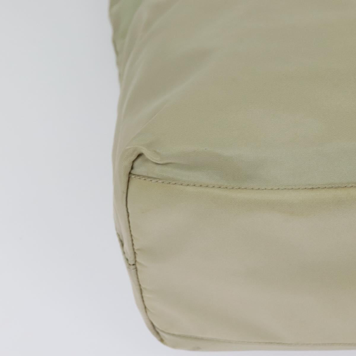 PRADA Tote Bag Nylon Beige Silver Auth bs24791